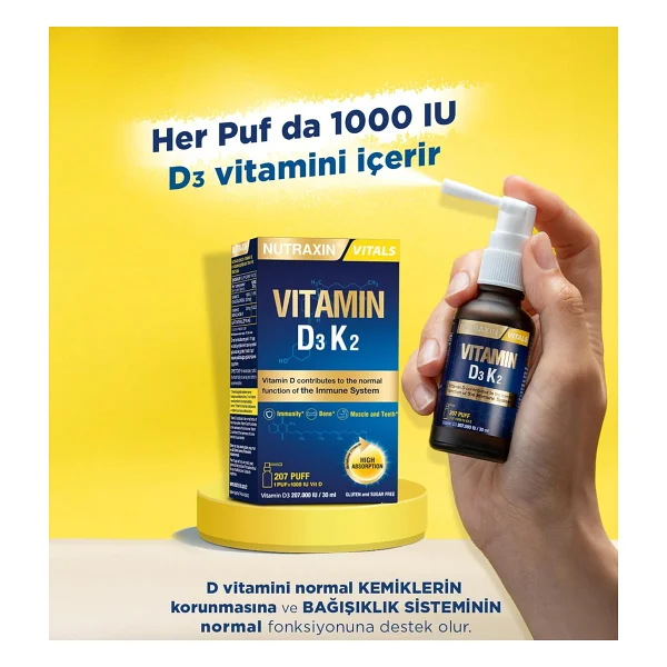 Nutraxin Vitamin D3 K2 30 ml Sprey - Görsel 4