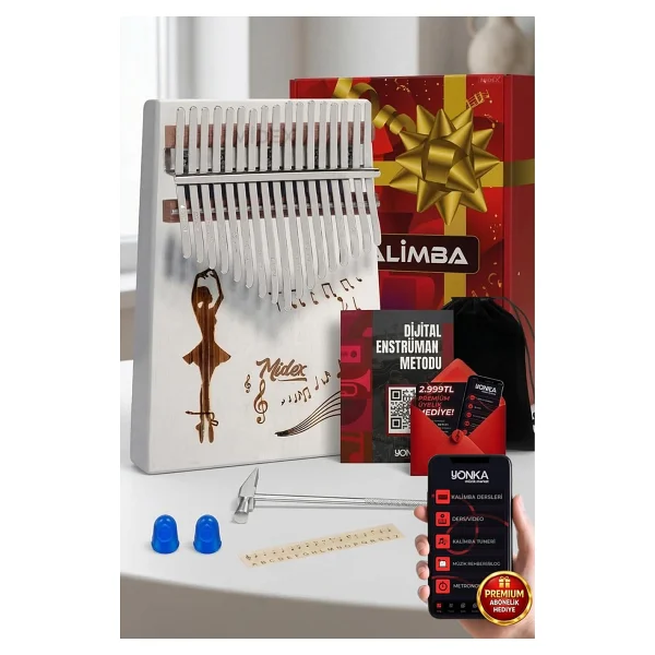 Midex KLX-520 Hakiki Ağaç Geyik Desenli 17 Tuşlu Kalimba Set - Görsel 8