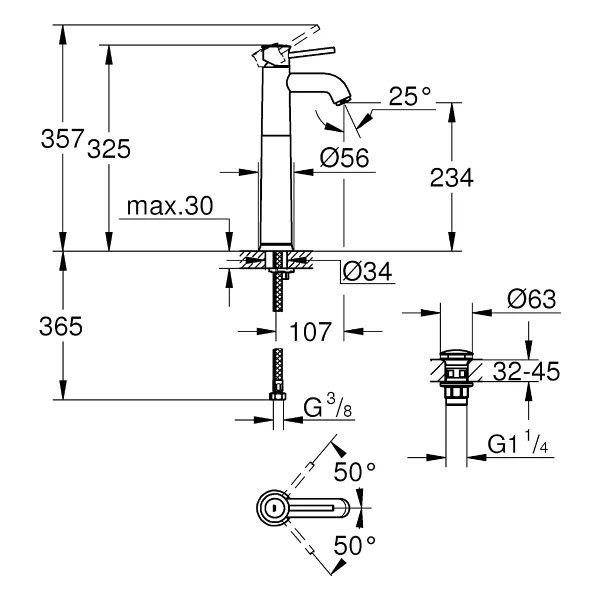 Grohe Start Classic 23784000 Tek Kumandalı Lavabo Bataryası - Görsel 2