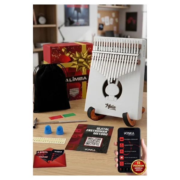 Midex KLX-520 Hakiki Ağaç Geyik Desenli 17 Tuşlu Kalimba Set - Görsel 9