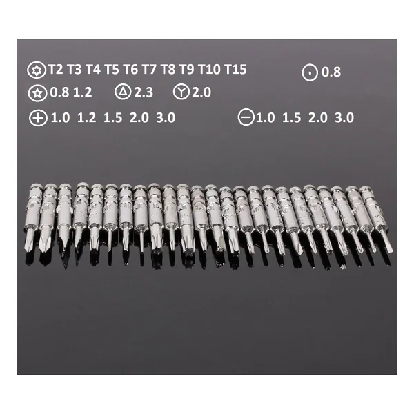 Orret Home 25 Parça Hassas Tornavida Seti, Deri Çantalı, Krom-Vanadyum Çelik, PC/Laptop/Telefon/Gözlük Tamir Seti, Torx/Düz/Yıldız Uçlu - Görsel 2