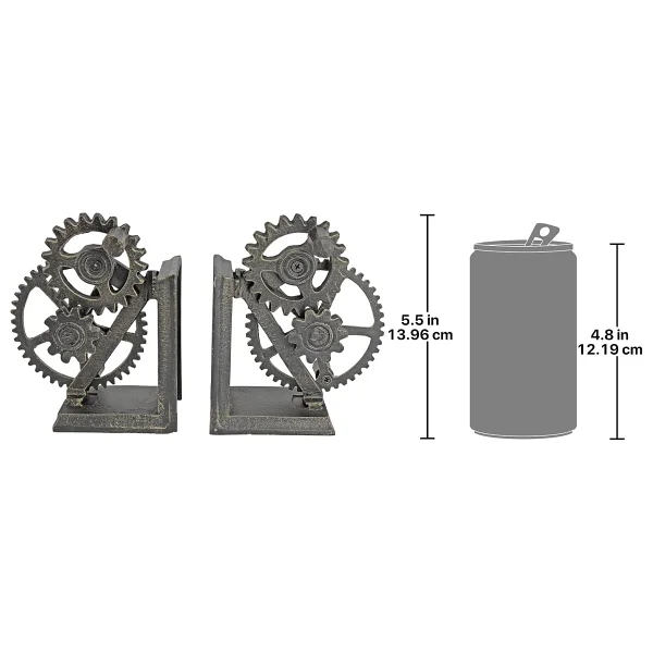 Design Toscano QH9631 Endüstriyel Dişli Steampunk Dekor Kitap Destekleri, 38 cm, İkili Set, Çok Renkli - Görsel 5