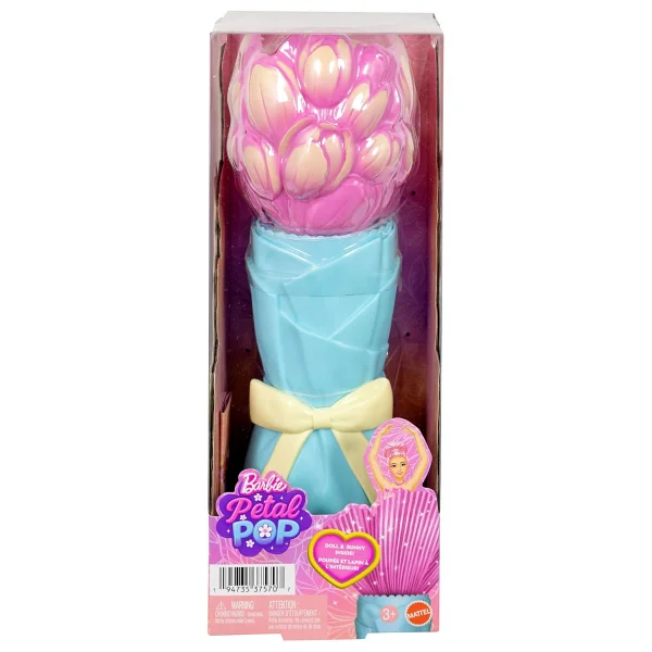 Barbie Petal Pop Serisi Pembe Lale Elbiseli Bebek JMF57 - Görsel 6