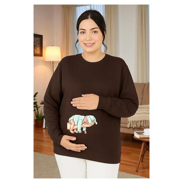BENROMA Baskılı Hamile Sweatshırt,Mor 3XL/4XL HMLEBBSKLTA12 - Görsel 7