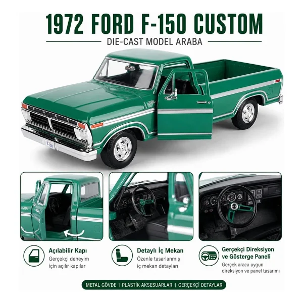 Vardem MM-79386 Motormax 1:24 1977 Ford F-150 Custom Model Araba - Görsel 3
