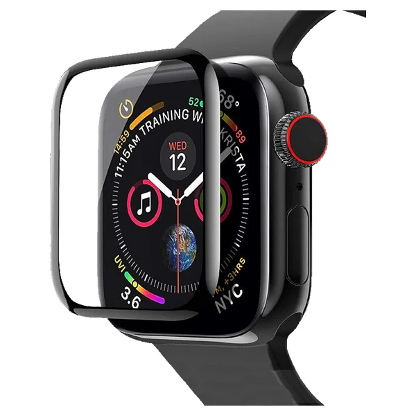 Microcase Apple Watch SE 40 mm Tam Kaplayan Kavisli Ekran Koruyucu 3D Pet Film - Siyah - Görsel 2