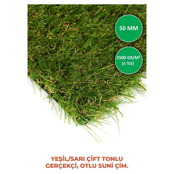 ISM Suni Çim Halı Serisi - Yeşil - 50 mm - Çim Saha Kalitesi (200x100-2m2) - Görsel 2