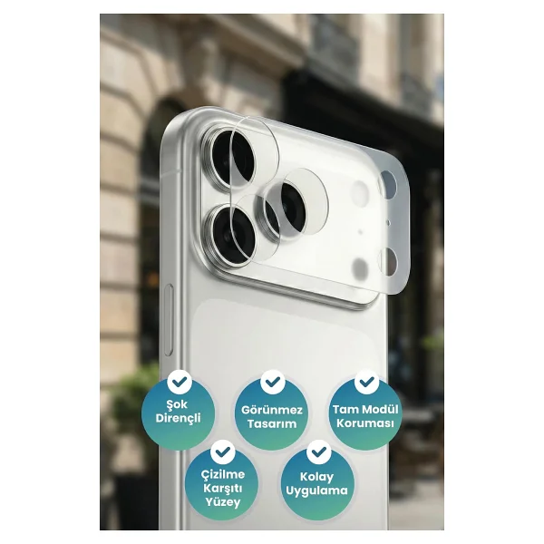 BLUEO B iPhone 17 Pro Uyumlu İnvisible Shock-Resistant Lens Modülü Koruma Filmi - Görsel 2