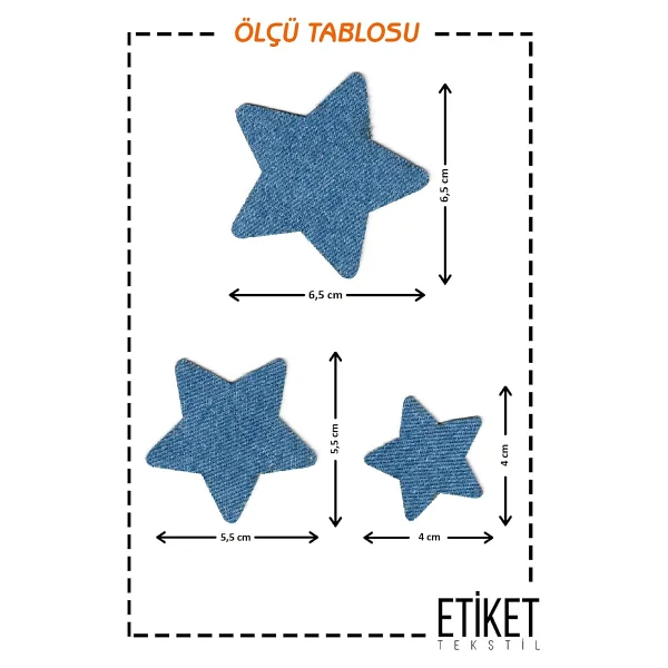 Ütü Ile Yapışan Kot Arma Patch Kot Yaması Denim Jeans Onarım & Dekoratif amaçlı Yıldız (Açık Mavi) - Görsel 2