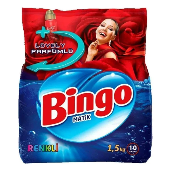Bingo Matik Lovely Parfümlü Renkliler için 1.5 kg Toz Deterjan - Görsel 2