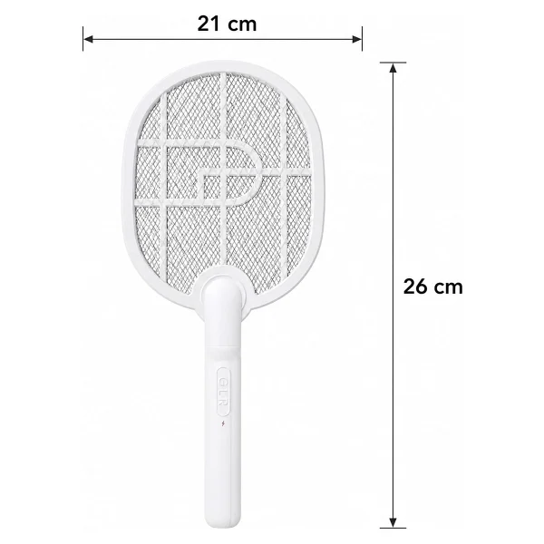 Coverzone Taşınabilir Sinek Öldürücü Mor Işık Tenis Raketi 21cm x 26cm Şarjlı Dekoratif Yatak Odası, Çocuk Odası, Bebek Odası Sinek Kovucu USB Şarjlı USB-016 (Beyaz) - Görsel 3