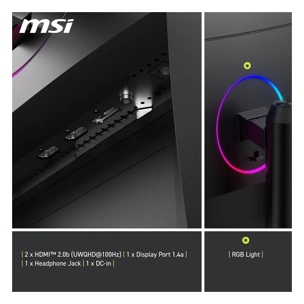 MSI MAG 342CQR E2 34" 1 ms WQHD Curved 180 Hz Oyuncu Monitörü - Görsel 6