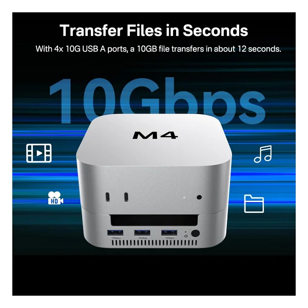 ACASIS Mac mini M4 Dock & Stand, Dual-Bay NVMe SSD Muhafaza ile, Mac mini M4 ve M4 Pro 2024 için Alüminyum HDMI Hub, 4K60Hz HDMI, 4 X 10G USB A, PD 30W, SD/TF, Destek SSD B+M M-Key - Görsel 4