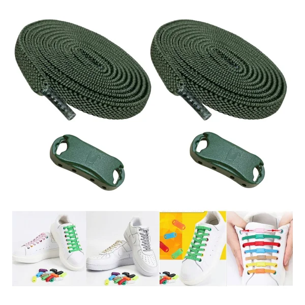 ipekbazaar TakBırak Lastikli Ayakkabı Bağcığı, Bağlanmayan Akıllı Bağcık Haki - Görsel 9