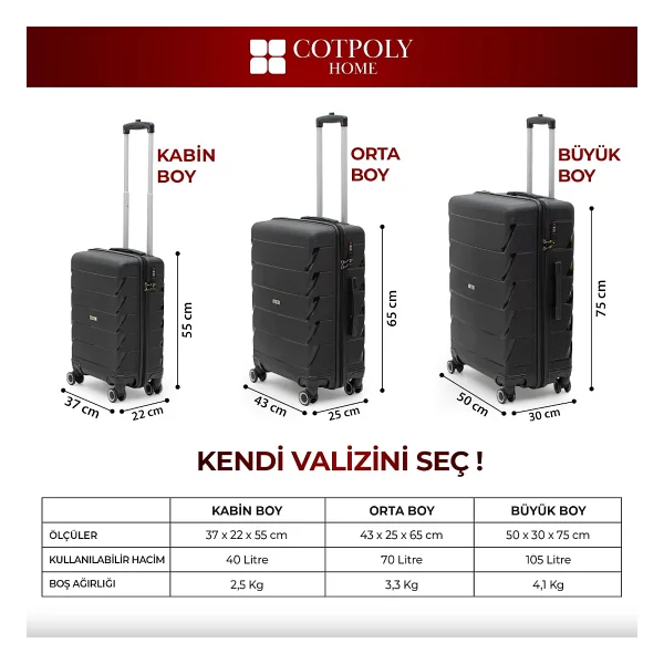 Cotpoly Capella Polipropilen Büyük Boy Valiz - Görsel 3