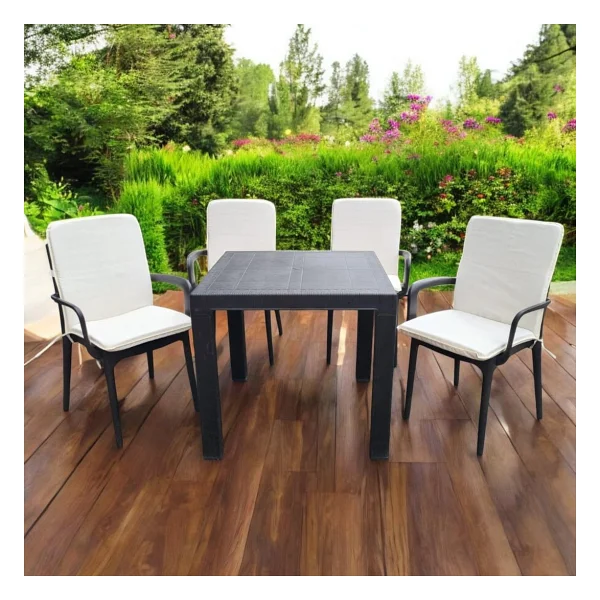 4 Adet Rattan Arkalıklı Sandalye Minderi (Kalınlık 4cm)-Primer Bej - Görsel 3