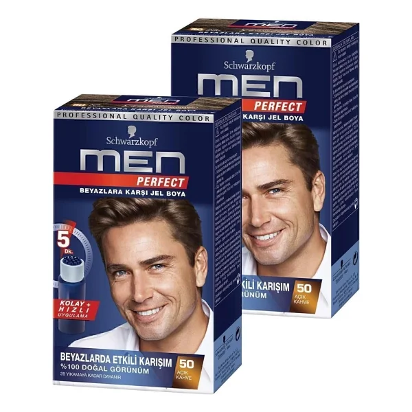 Men Perfect Schwarzkopf Men Perfect Saç Boyası 50- Açık Kahve -Kolay Ve Hızlı Beyaz Kapama - 2 Adet - Görsel 6