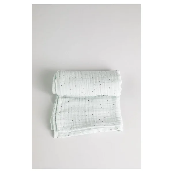 Montefair%100 Organik Pamuk Kumaş Muslin Örtü (Mint Yeşili Nokta Pamuk) - Görsel 4