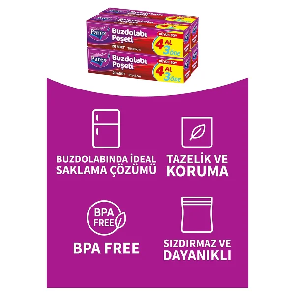 Parex Büyük Boy Buzdolabı Poşeti 4x15'li - Görsel 2