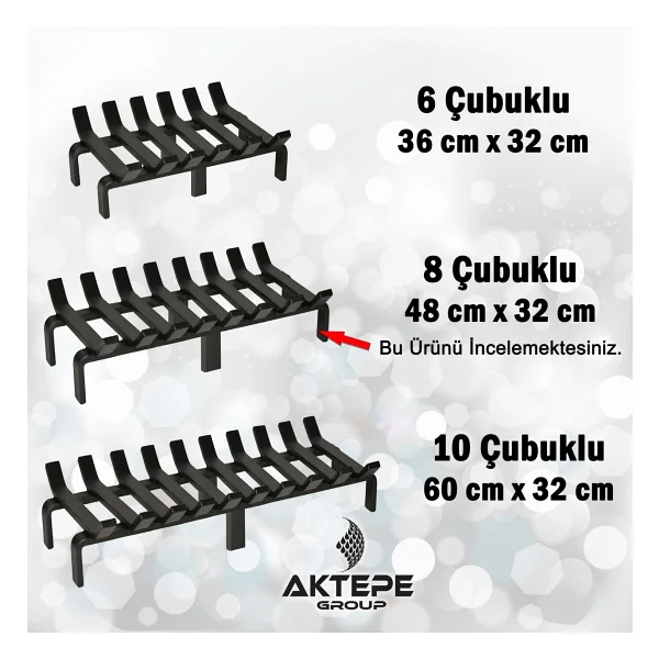 Aktepe Group Şömine Izgarası 8 Çubuklu 48 Cm X 32 Cm Ekstra Dar Gözlü Izgara Siyah - Görsel 5