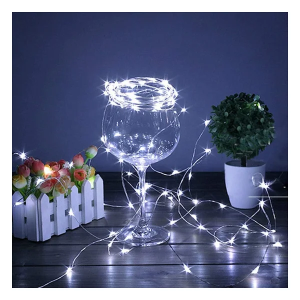 Pilli 5 Metre Dekoratif Peri Led Beyaz Aydınlatma Süsleme Lambası - Görsel 5