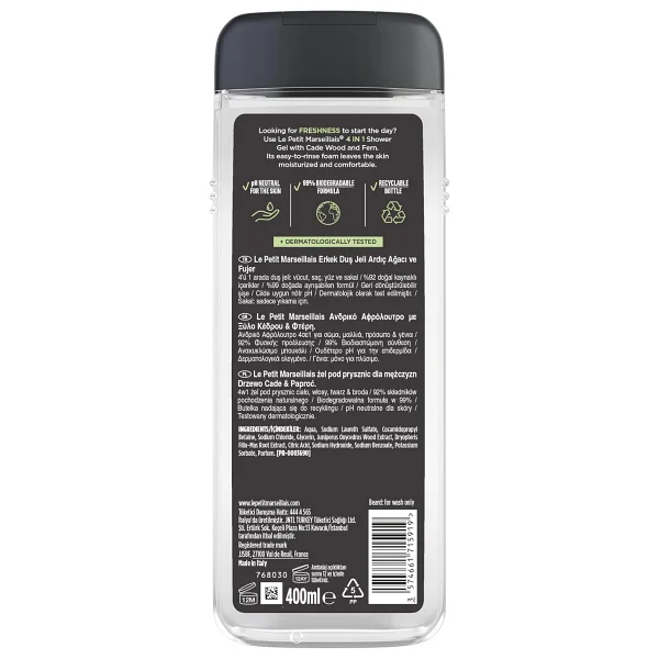 Le Petit Marseillais For Men Ardıç Ağacı Ve Fujer 400 ml Şampuan ve Duş Jeli - Görsel 6