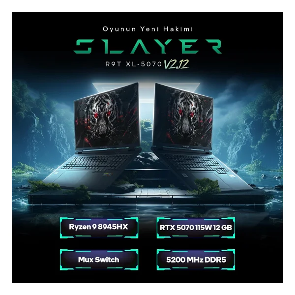 Game Garaj Slayer R9T XL-5070 V2.12 C7 Ryzen 9 8945HX 16 GB 1 TB SSD RTX5070 18" WQXGA Gaming Laptop - Görsel 3