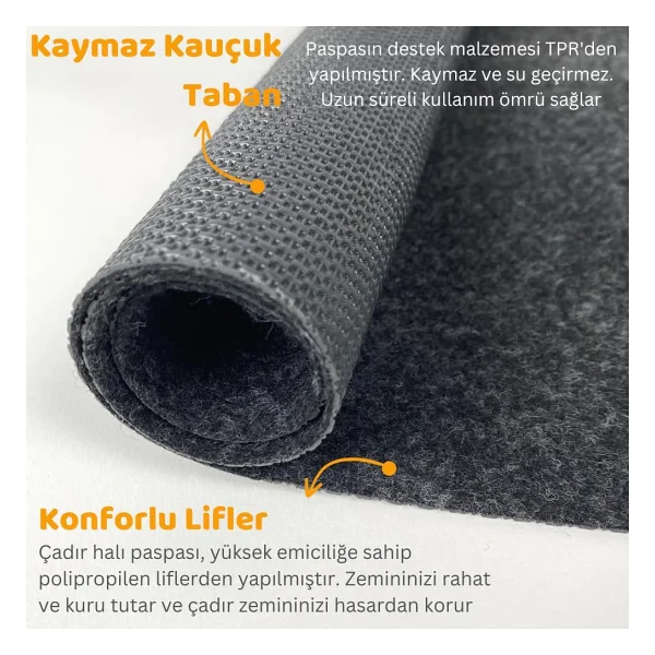 BEYLİNİ Kamp Matı Çadır Halısı Kaymaz Su Geçirmez Zemin Koruyucu Çadır İçi Dışı Kullanıma Uygun - Görsel 7
