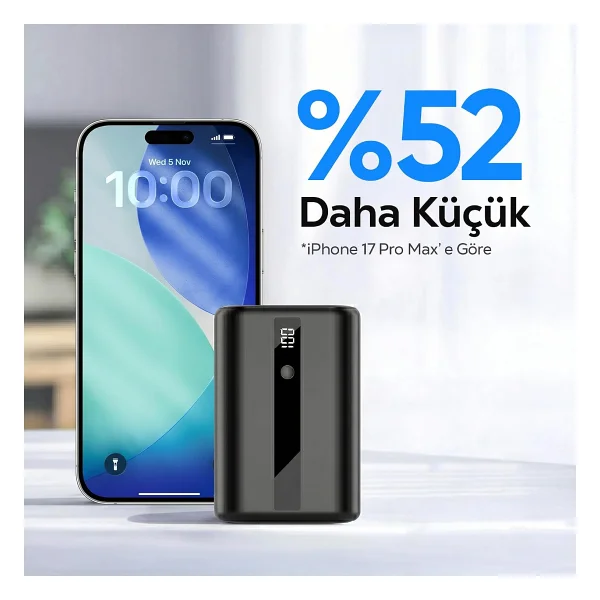 Juo 22.5w 10000mah Led Ekranlı Mini Powerbank Taşınabilir Hızlı Şarj Cihazı - Görsel 3