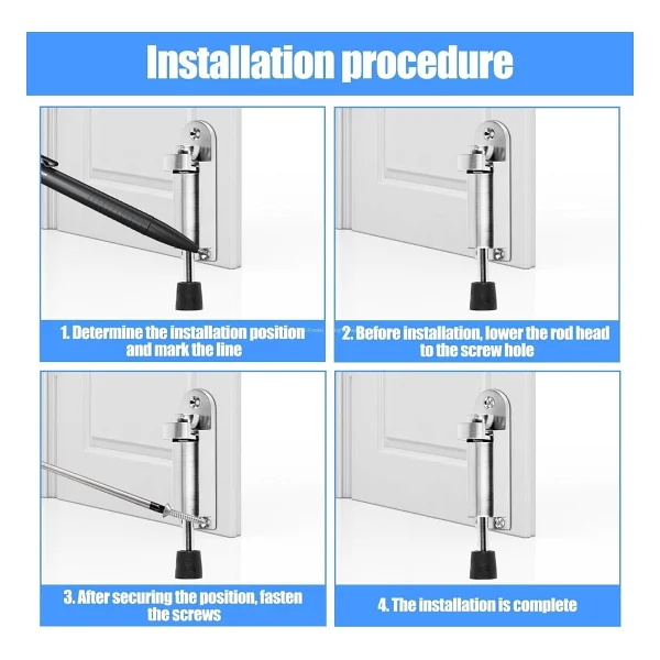 Proalet Basmalı Kapı Stoperi, 4 Vida Dahil, Dayanıklı Metal, Kolay Montajlı, Modern Tasarımlı Kapı Tutucu, Estetik ve Ergonomik İç Mekan Aksesuarı (Beyaz) - Görsel 5