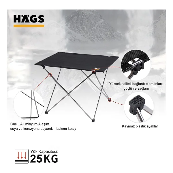 Haegs Ultralight 73x53 cm Kamuflaj Katlanır Kamp Masası - Görsel 4