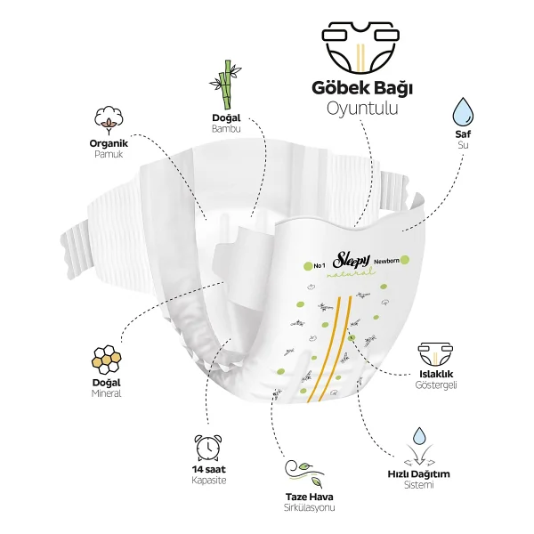 Sleepy Natural Double Soft 1 Numara Yenidoğan 50'li Bebek Bezi - Görsel 4