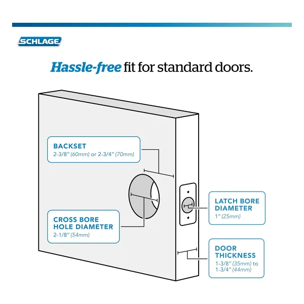 SCHLAGE F51A LAT 716 COL Enlem Kolu Collins Trim Anahtarlı Giriş Kilidi, Eskitilmiş Bronz - Görsel 3