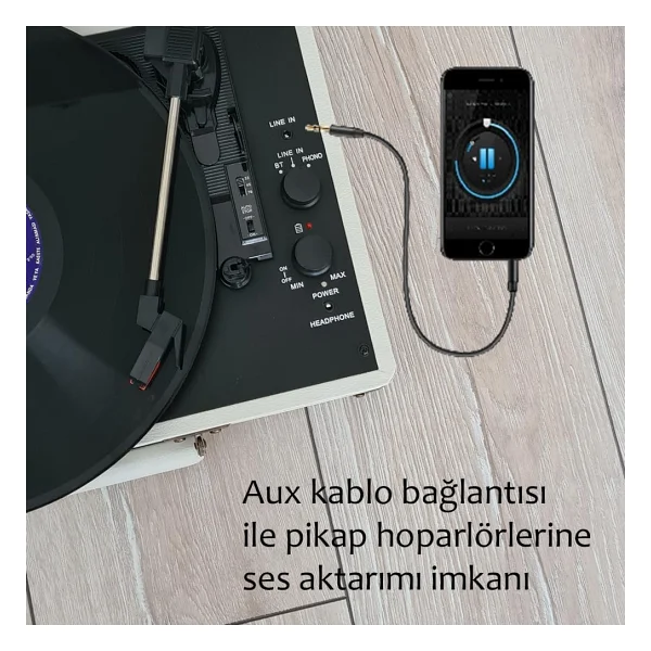 Record Master ST14012 Beyaz Çantalı Retro Pikap - Görsel 5