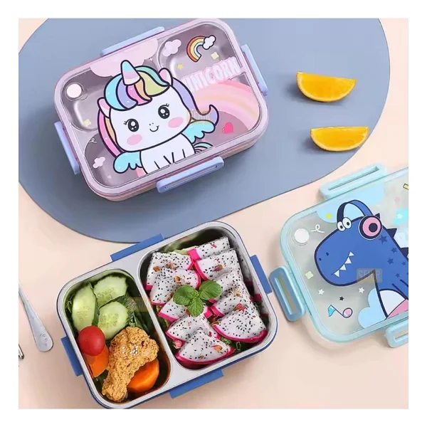 Vagonlife Bento BL50555-1 Sevimli Dostlar Dinozor 750 ml 3 Bölmeli Çelik Beslenme Kutusu - Görsel 3