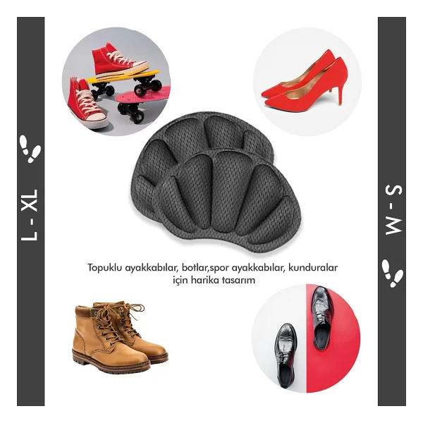 SP01 - Yapışkanlı Midye Bilek Koruma Topuk Vurma Önleyici Ve Ayakkabı Daraltma Yumuşak Sünger Ped (L-XL) - Görsel 2