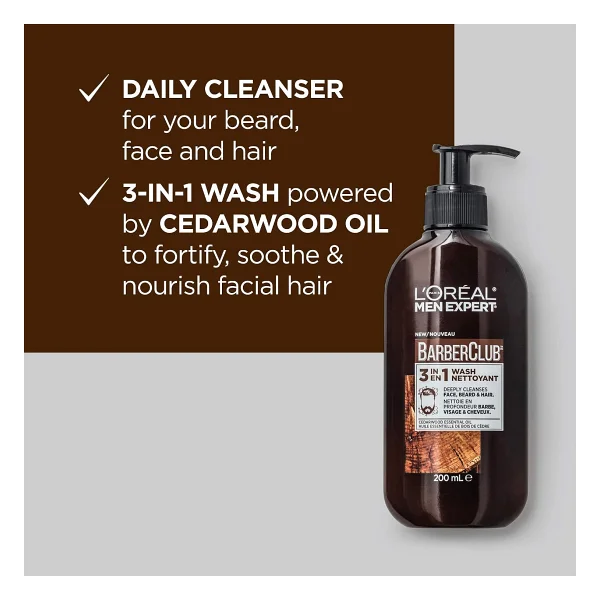 L'Oreal Paris Men Expert BarberClub 3 in 1 200 ml Yüz Temizleme Jeli - Görsel 2