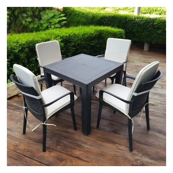 4 Adet Rattan Arkalıklı Sandalye Minderi (Kalınlık 4cm)-Primer Bej - Görsel 4