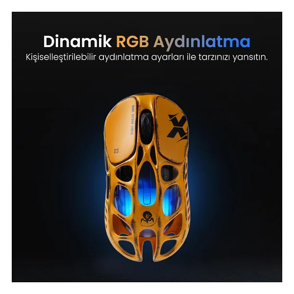 GravaStar Mercury X Sarı Şarjlı Ergonomik Optik Kablolu/Kablosuz Oyuncu Mouse - Görsel 6