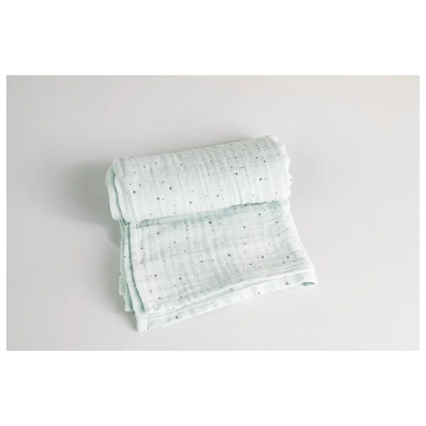 Montefair%100 Organik Pamuk Kumaş Muslin Örtü (Mint Yeşili Nokta Pamuk) - Görsel 3
