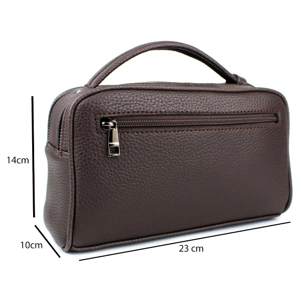 Erkek El Çantası Portföy Çanta İki Bölmeli El Çantası Clutch Çanta (Kahverengi) - Görsel 5