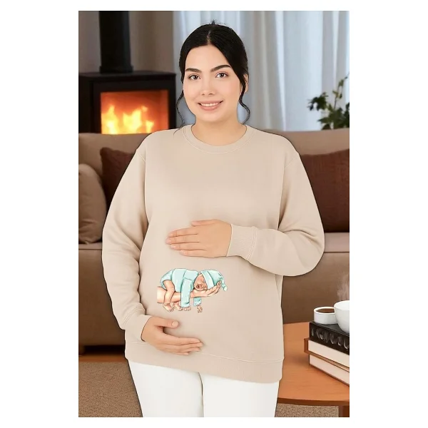 BENROMA Baskılı Hamile Sweatshırt,Mor 3XL/4XL HMLEBBSKLTA12 - Görsel 6