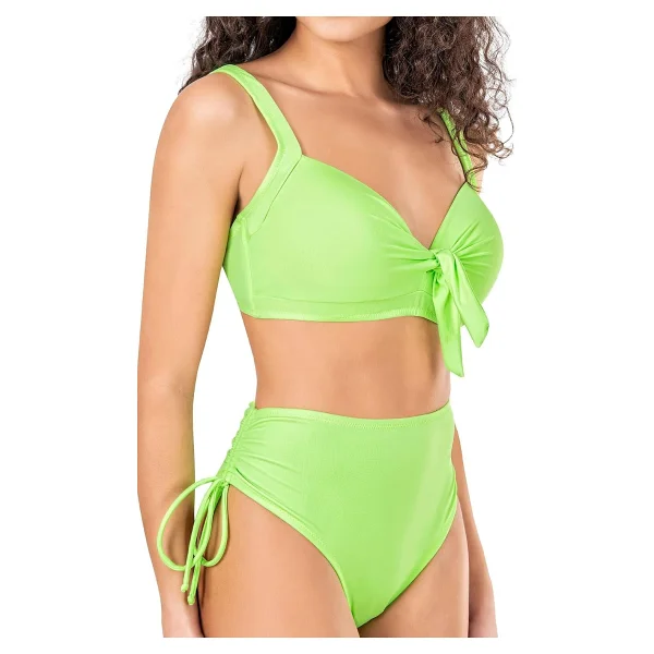 Endeep Kadın Fiyonk Detaylı Yeşil Büyük Beden Bikini Takımı - Görsel 2