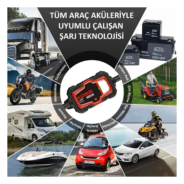 Kobb KBS1A 6-12 V 30 A Akıllı Akü Şarj Cihazı - Görsel 8