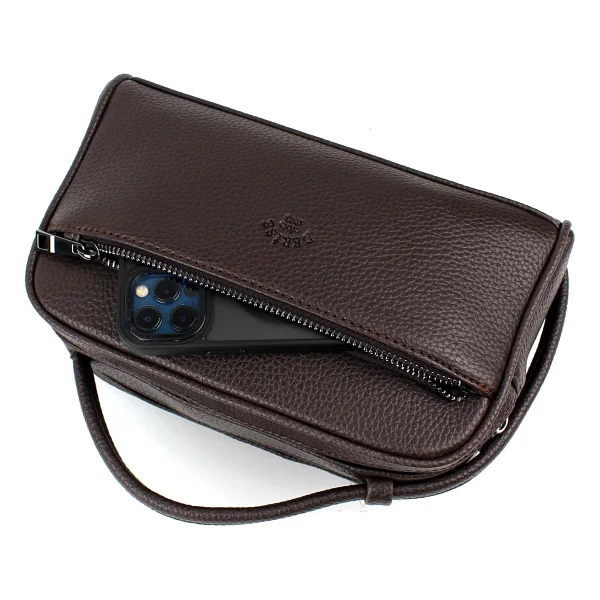 Erkek El Çantası Portföy Çanta İki Bölmeli El Çantası Clutch Çanta (Kahverengi) - Görsel 8