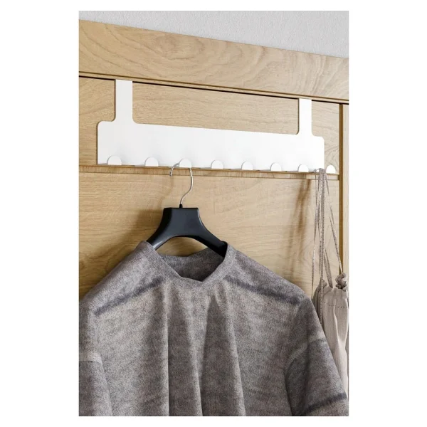 Orret Home Metal Mat Siyah Kapı Arkası Askılık - 8 Kancalı Amerikan Tipi Organizer Askı, Banyo ve Oda Kapıları İçin Pratik Askılık, Delmeden Montajlı Kapı Arkası Askı (Beyaz) - Görsel 2