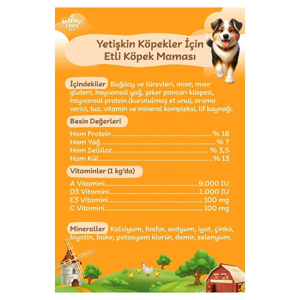 Happy Farm Kuzu Etli 15 kg Yetişkin Köpek Maması - Görsel 5