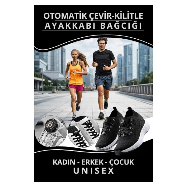 Makaralı Akıllı Bağcık, Kilitle, Yeni Nesil, Bağlamaya Gerek Olmayan Bot, Spor, Klasik Ayakkabı Bağcığı,Elastik Çocuk Yetişkin Takbırak İNCE BAĞCIK (Siyah) - Görsel 6