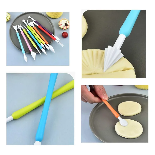 Profesyonel Pasta Süsleme Seti,18 Parça, Renkli Dekorasyon Marzipan Set Kalemi, Krema Sıkma Torbası, Spatula, Hamur Şekillendirici,Pasta Süsleme Araçları Trapez Spatula Pasta Aksesuarı Pasta Kiti - Görsel 4