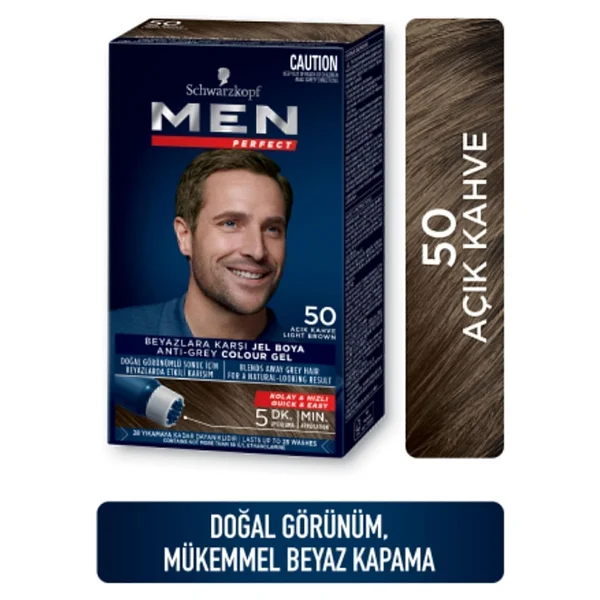 Men Perfect Schwarzkopf Men Perfect Saç Boyası 50- Açık Kahve -Kolay Ve Hızlı Beyaz Kapama - 2 Adet - Görsel 3